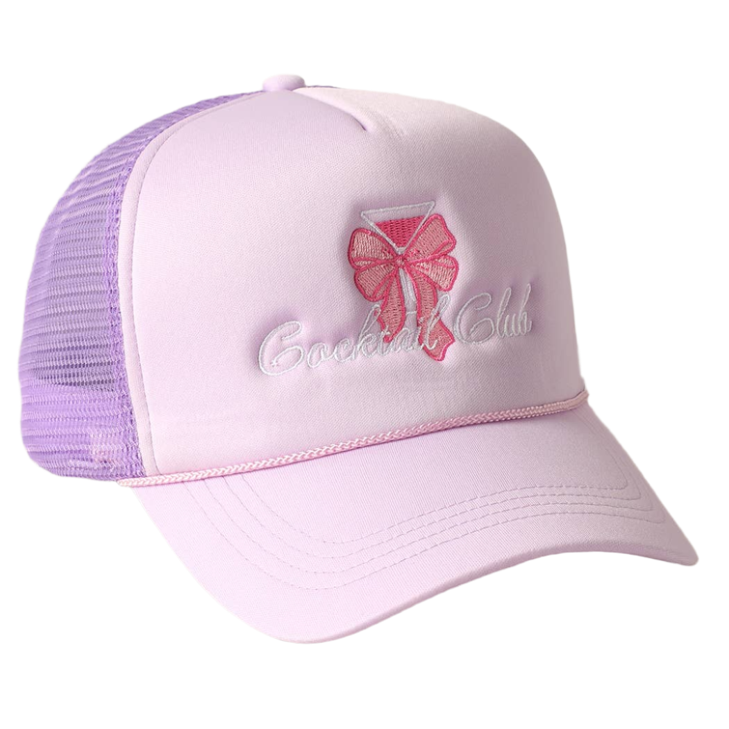 SSR Bow Cocktail Club Embroidered Trucker Hat - Lavender