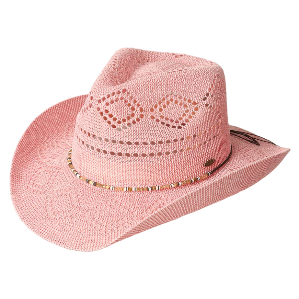 SSR Women's Eco-Friendly Woven Cowboy Panama Adjustable Sun Hat - Pink