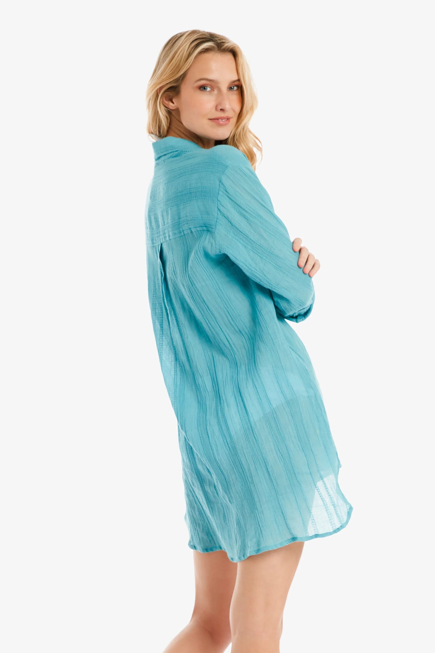 Helen Jon Relaxed Shirt Dress - Coastal Blue - FINAL SALE