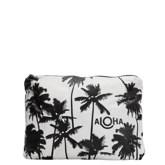 Aloha Mid Pouch - Coco Palms Black on White