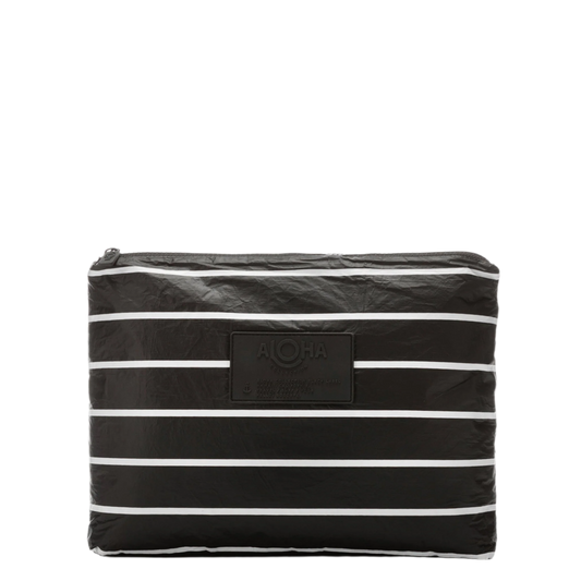 Aloha Mid Pouch - Pinstripe White On Black