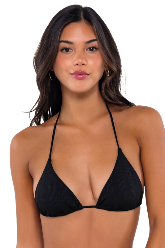 B Swim Bermuda Triangle Top -  Black Baja Rib - FINAL SALE