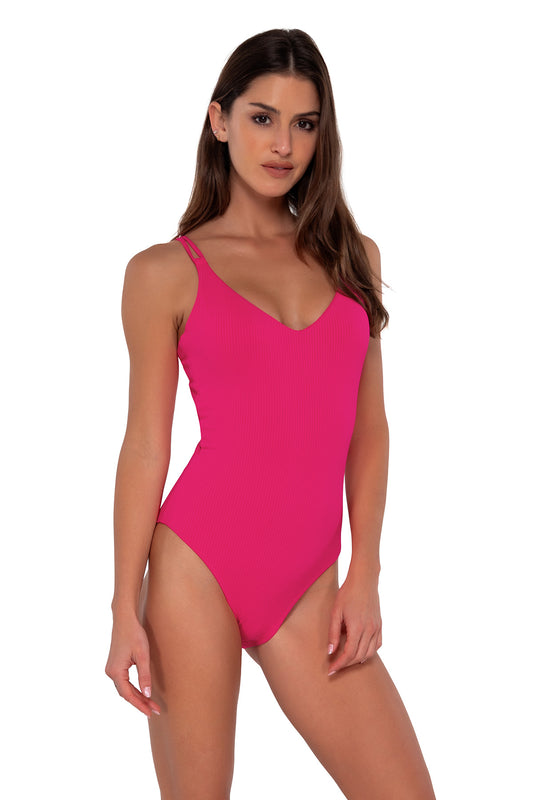 Sunsets Veronica One Piece Swimsuit - Begonia Sandbar Rib - FINAL SALE