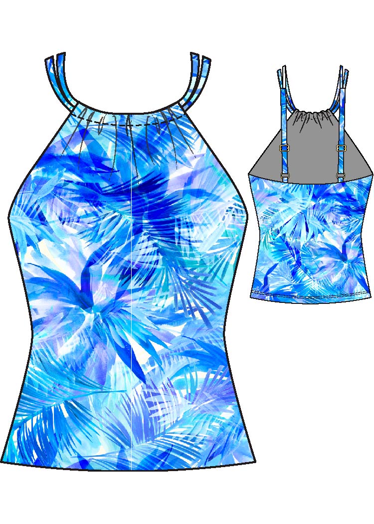 Maxine Of Hollywood High Neck Underwire Tankini Top - Pacific