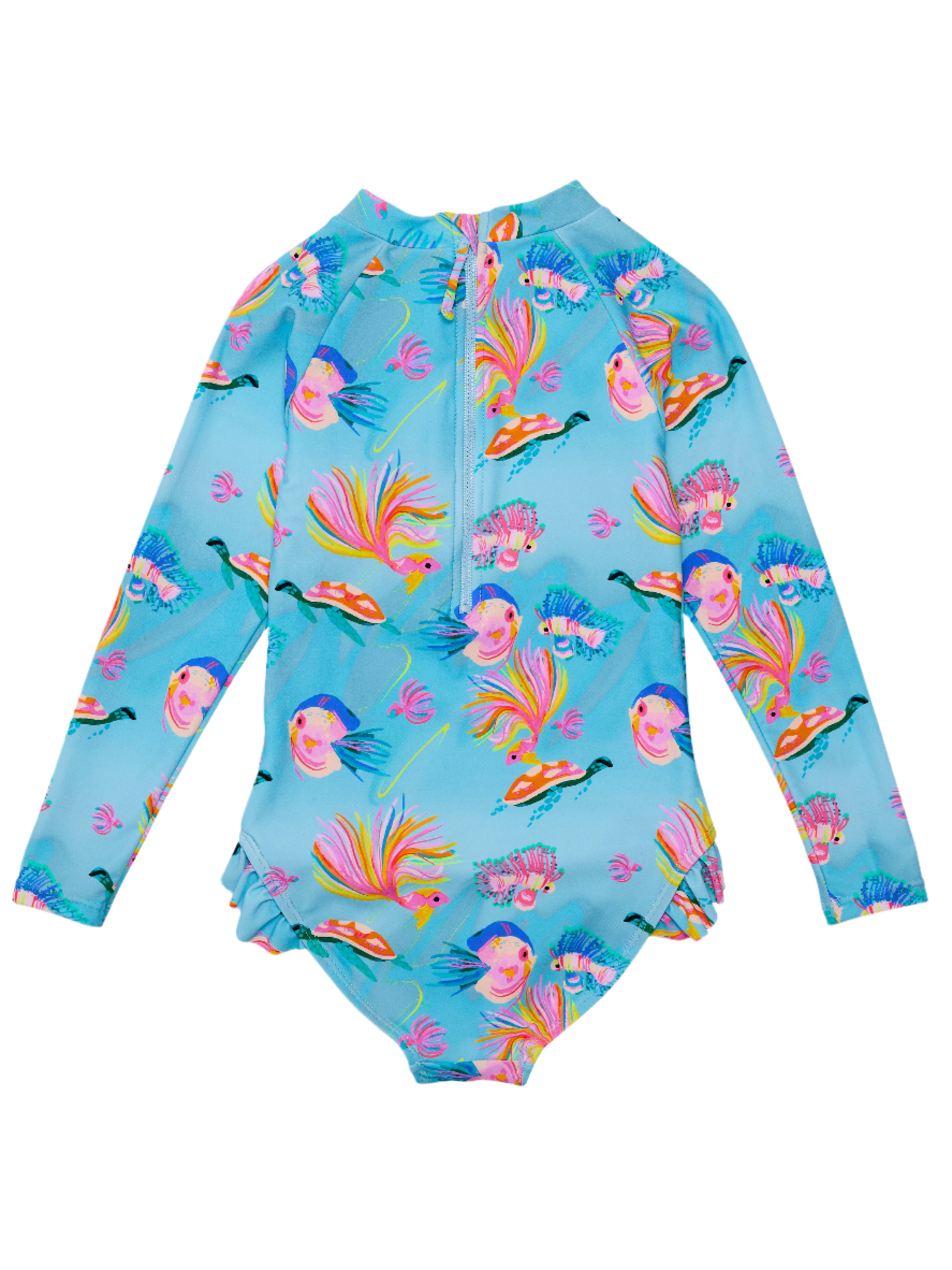 Snapper Rock Girls Sustainable Long Sleeve Surf Suit - Kaleido Fish
