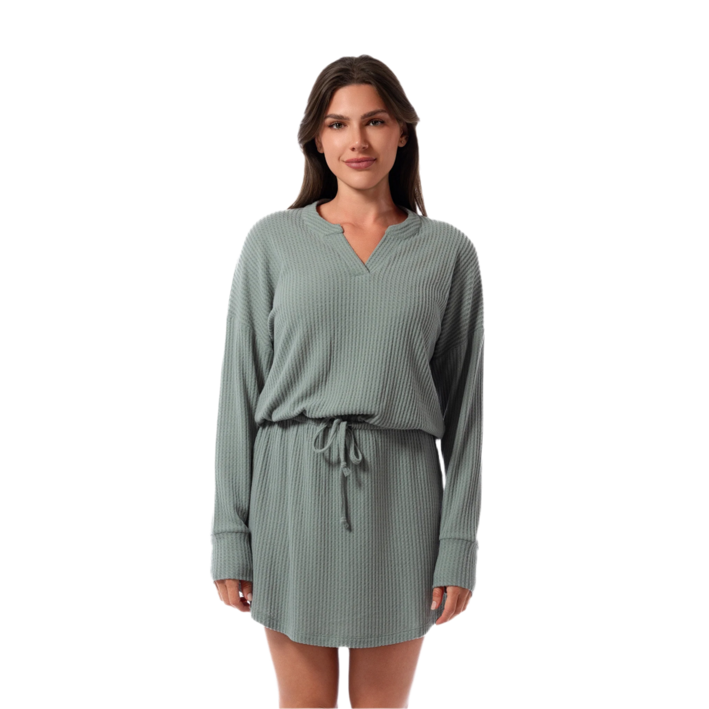 Jantzen Relaxed Waffle Knit Coverup Dress - Olive