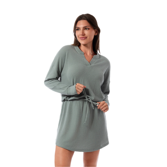 Jantzen Relaxed Waffle Knit Coverup Dress - Olive