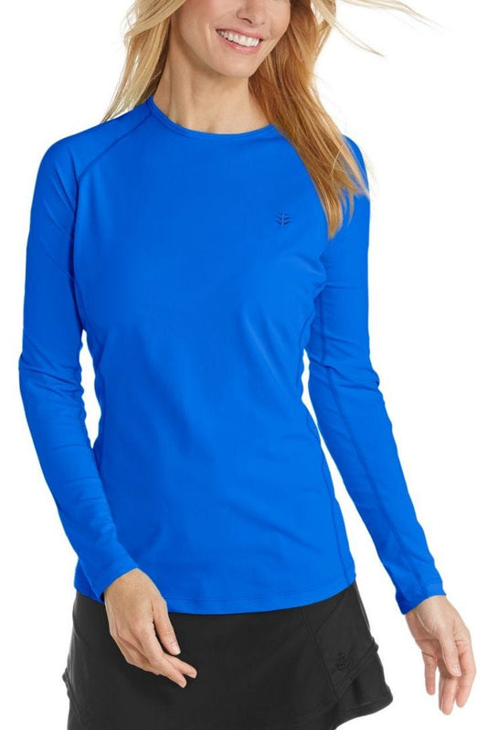 Coolibar Women's Hightide Long Sleeve Swim Shirt UPF 50+ - Baja Blue