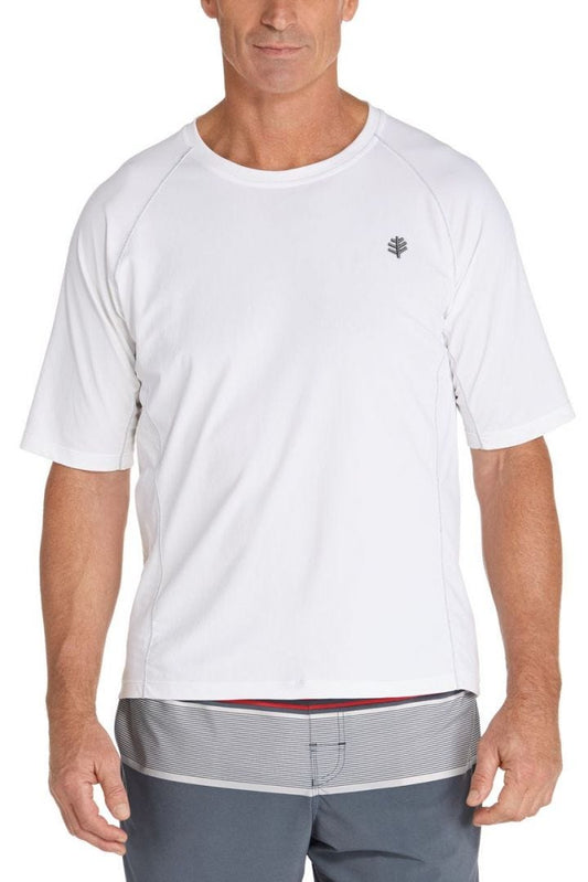 Coolibar Men's Hightide Short Sleeve Swim Shirt UPF 50+ - White