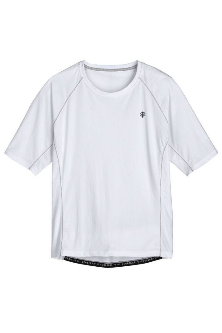 Coolibar Men's Hightide Short Sleeve Swim Shirt UPF 50+ - White