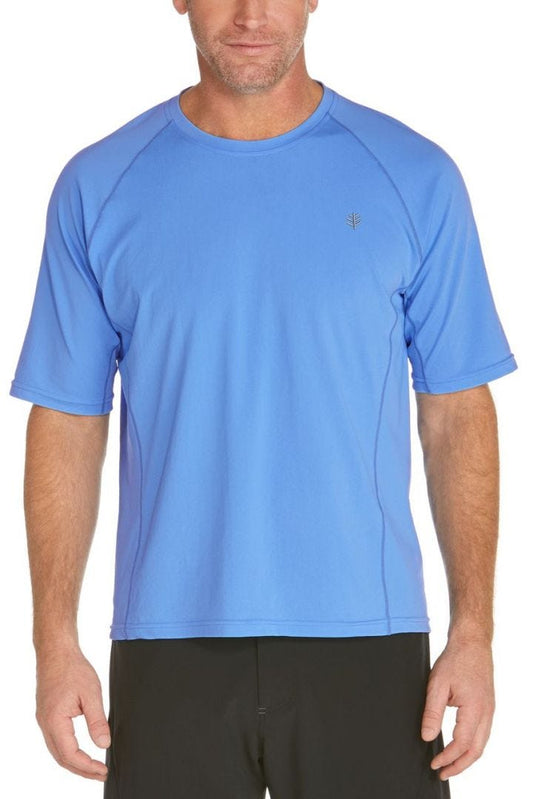 Coolibar Men's Hightide Short Sleeve Swim Shirt UPF 50+ - Surf Blue