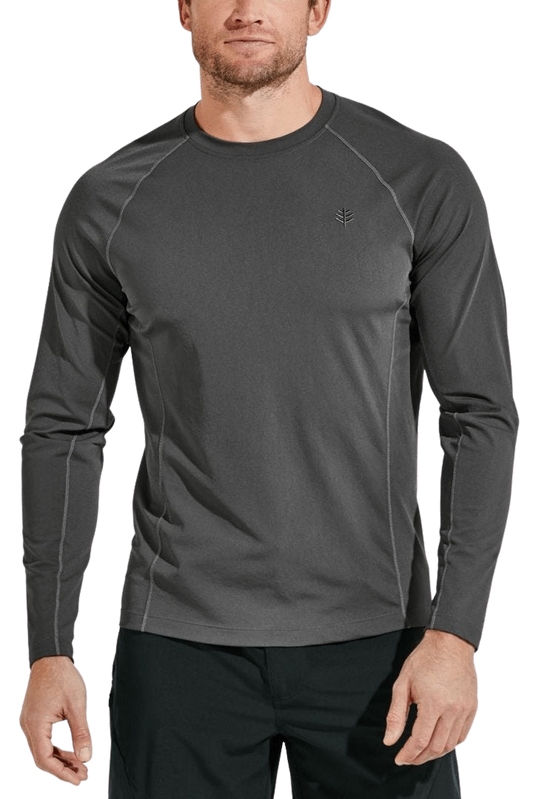 Coolibar Men's Hightide Long Sleeve Swim Shirt UPF 50+ - Charcoal