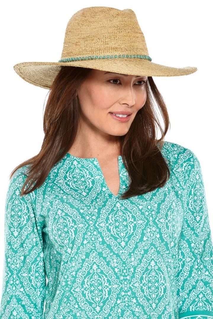 Coolibar Avery Raffia Fedora UPF 50+ - Natural