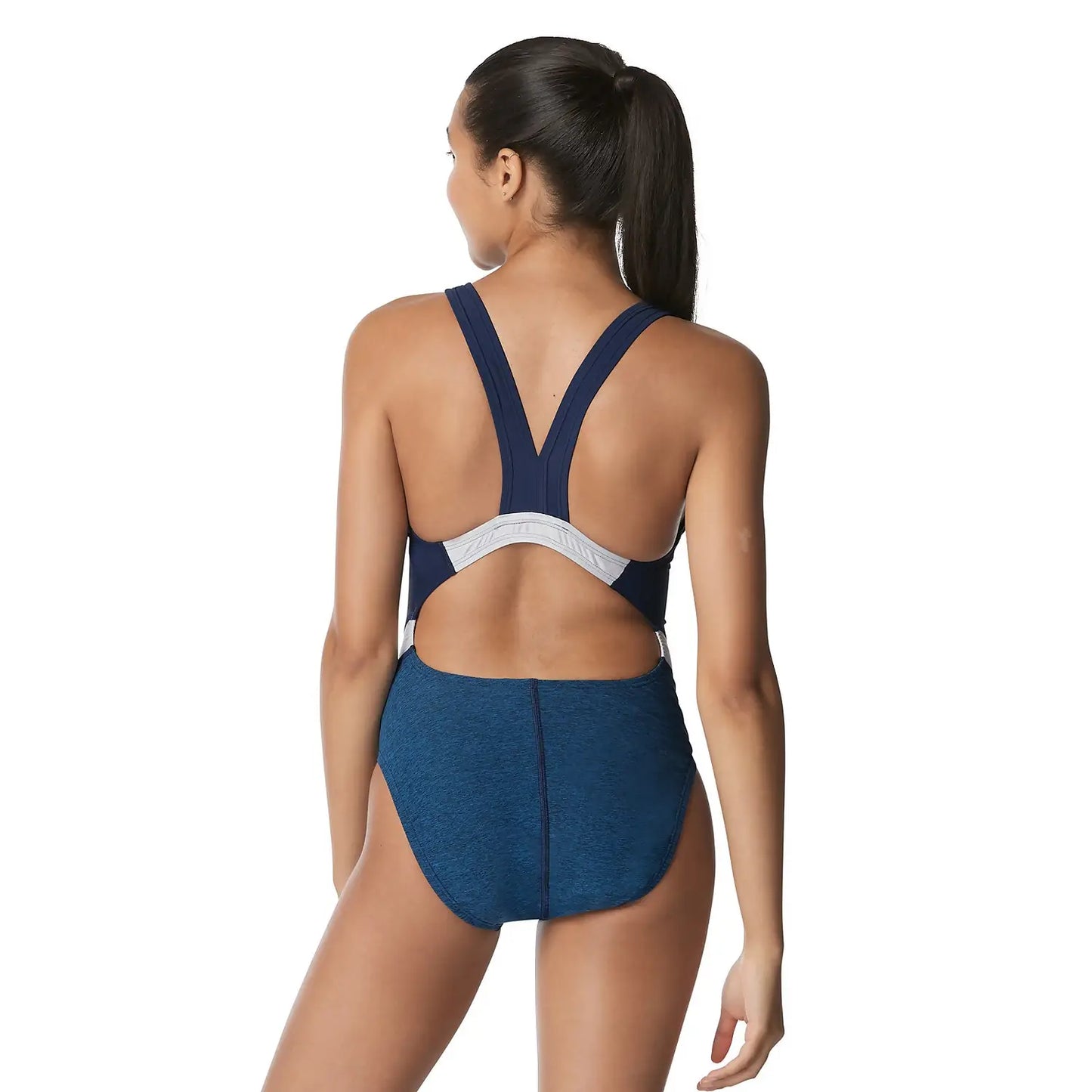 Speedo Heather Quantum Fusion Splice Fitness One Piece Swimsuit - Bright Cobalt - FINAL SALE