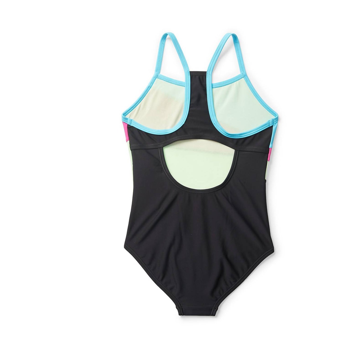 Speedo Girls Solid Radiating Splice One Piece Swimsuit - Anthracite
