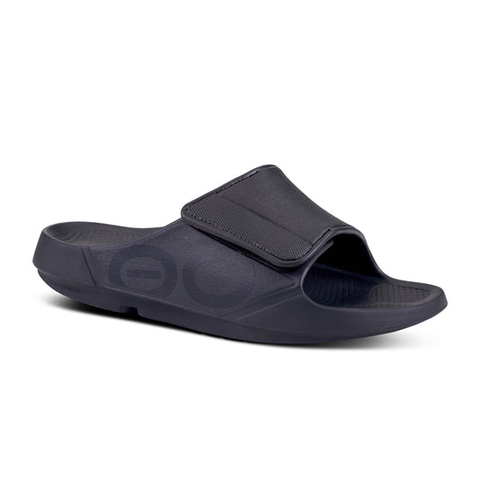 Oofos Ooahh Sport Flex Slide Unisex Sandal - Black Matte - FINAL SALE