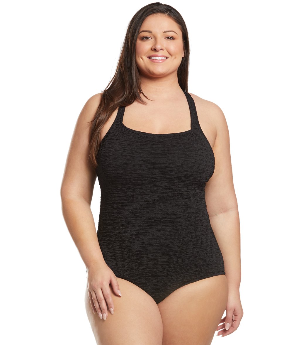 Krinkle Chlorine Resistant Swimsuit with Active Back - Black
