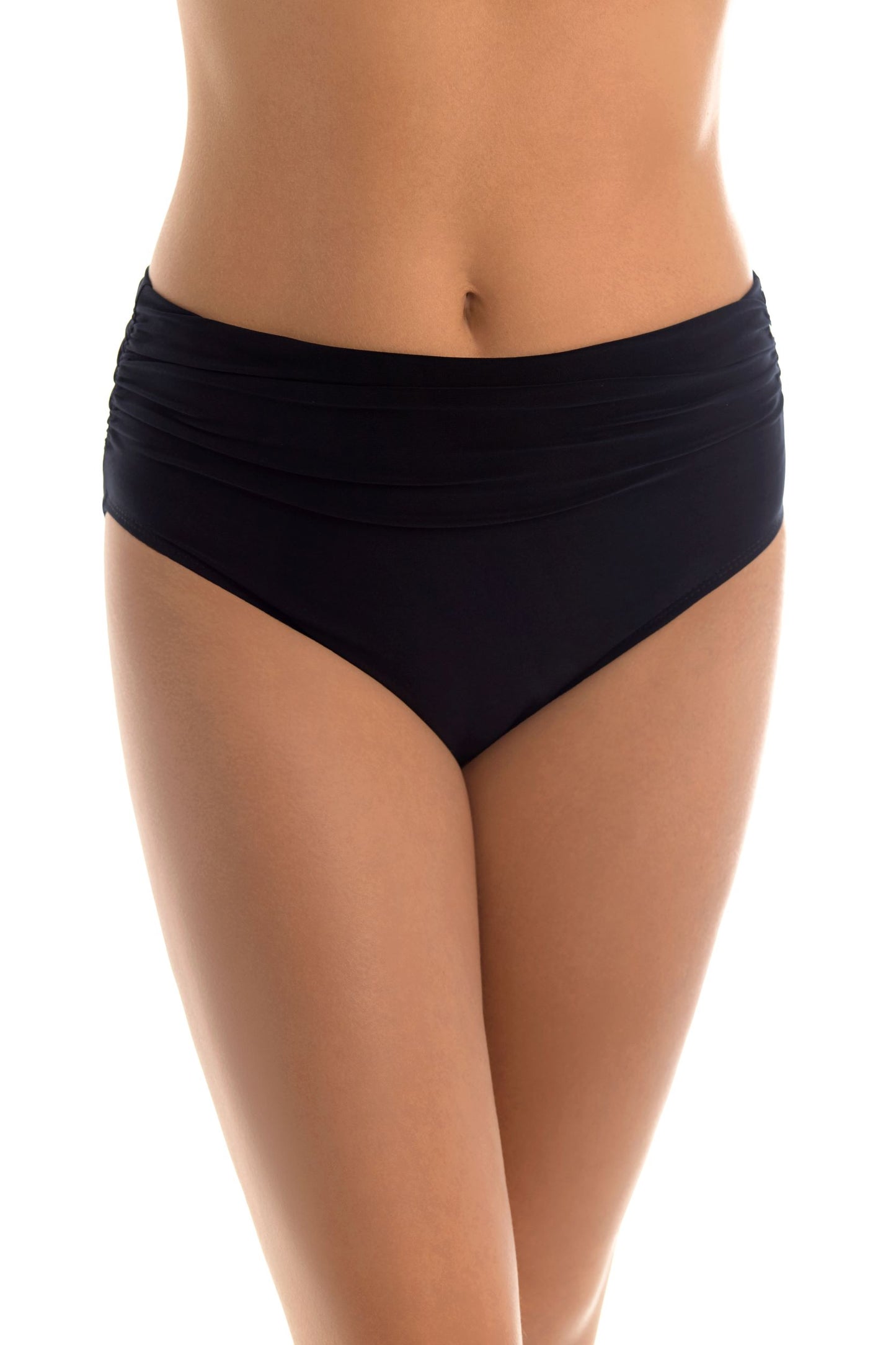 Magicsuit Solid Jersey Shirred Brief Swimsuit Bottom - Black