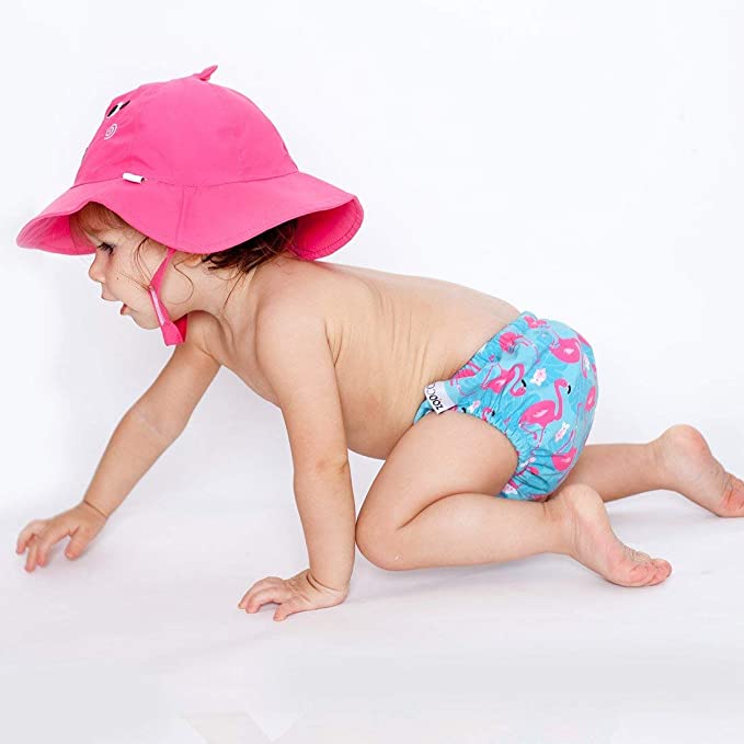 Zoocchini Swim Diaper and Sun Hat Set - Flamingo