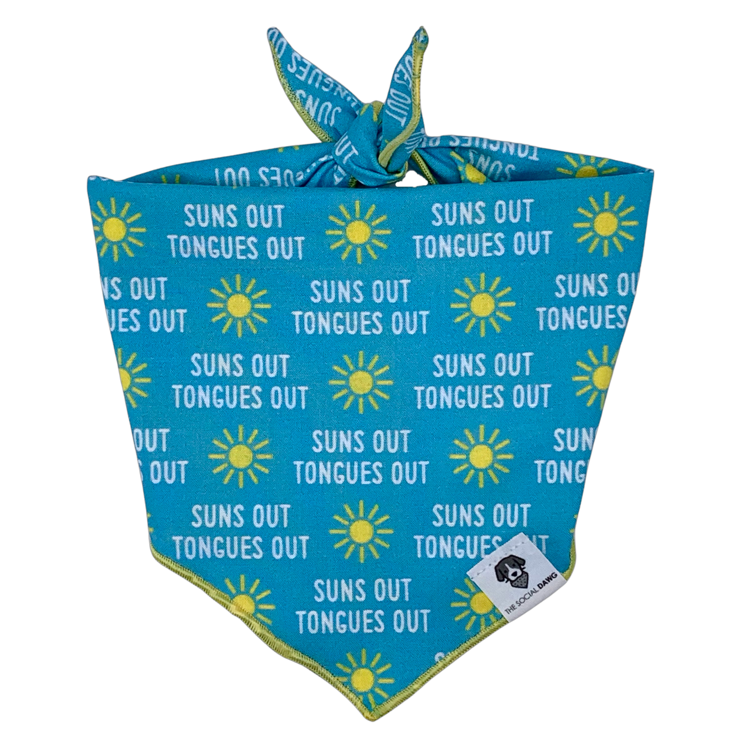 The Social Dawg Natural Cotton Tie-On Dog Bandana - Suns Out Tongues Out