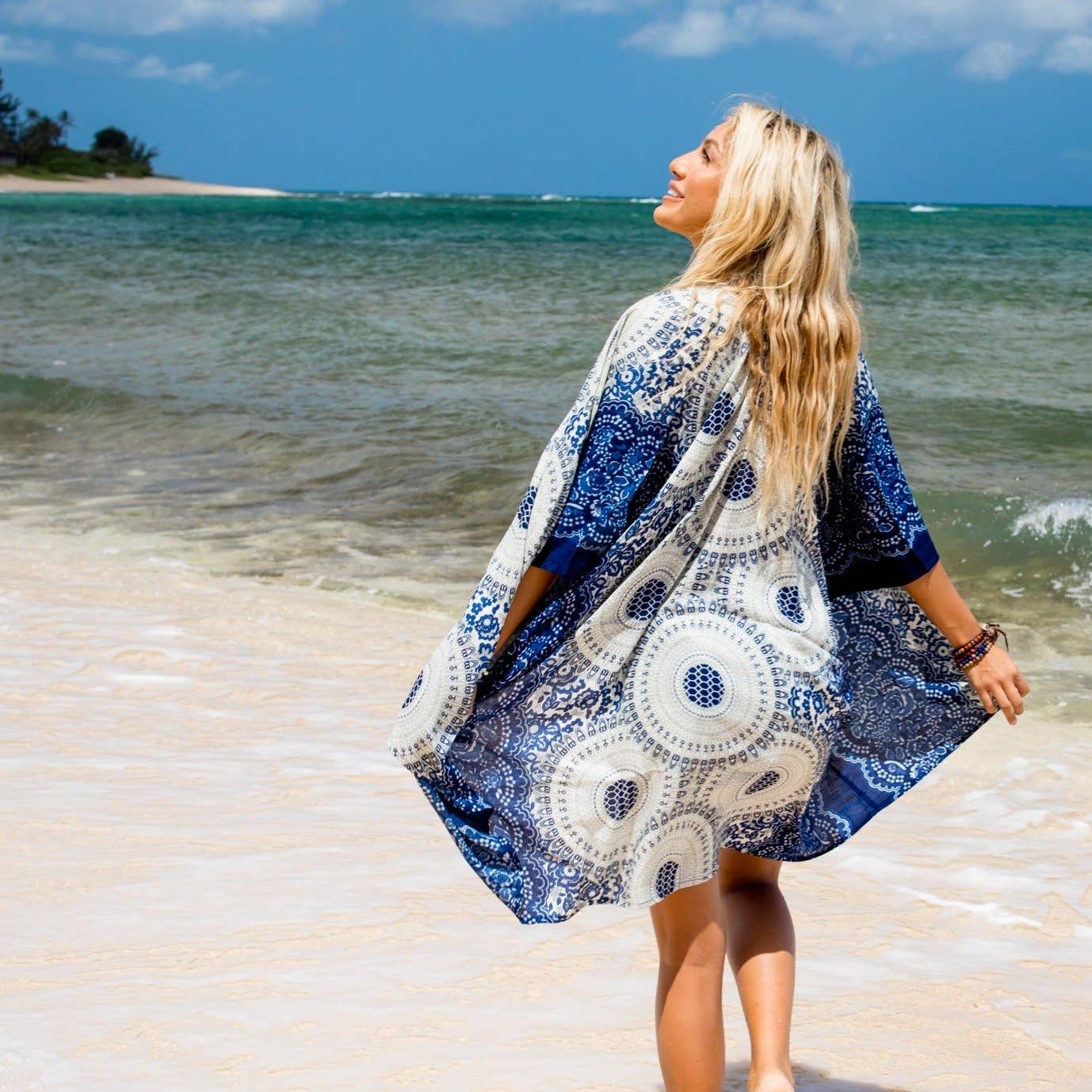 Lotus and Luna Mandala Kimono Coverup - Cape Cod