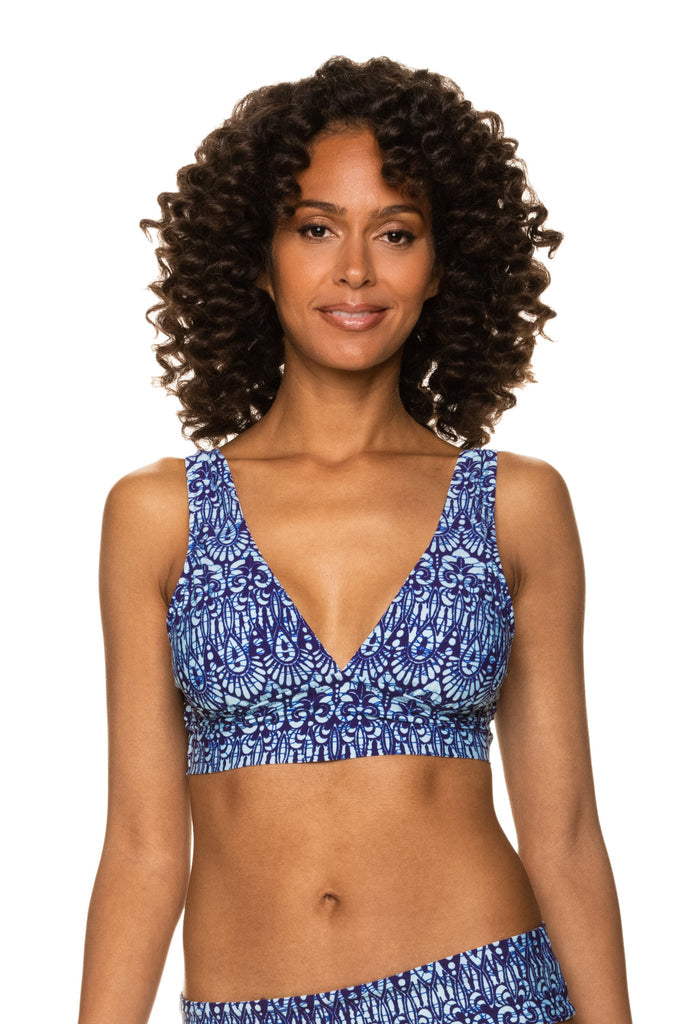 Helen Jon Solstice Bikini Top - Island Batik Navy - FINAL SALE