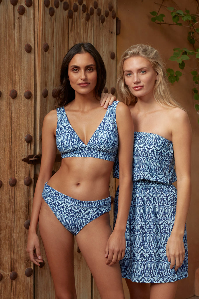 Helen Jon Solstice Bikini Top - Island Batik Navy - FINAL SALE