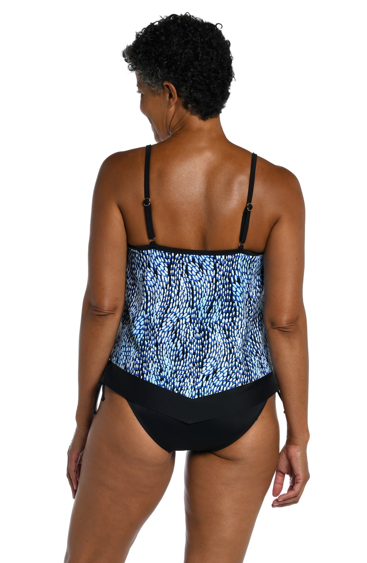 Maxine of Hollywood Plus Size Flutter Hem Tankini Top - Tidal Wave - FINAL SALE
