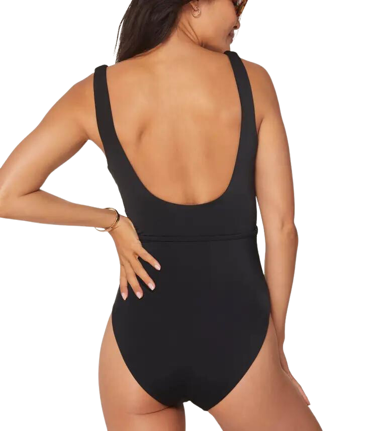 Andie The Molokai Belted Classic One Piece Swimsuit - Black - FINAL SALE