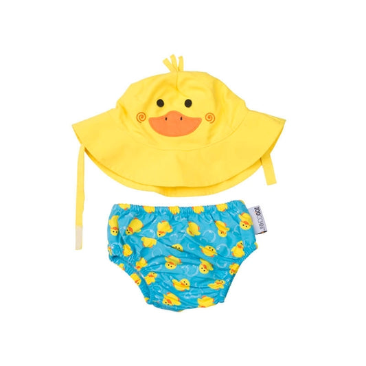 Zoocchini Swim Diaper and Sun Hat Set - Duck