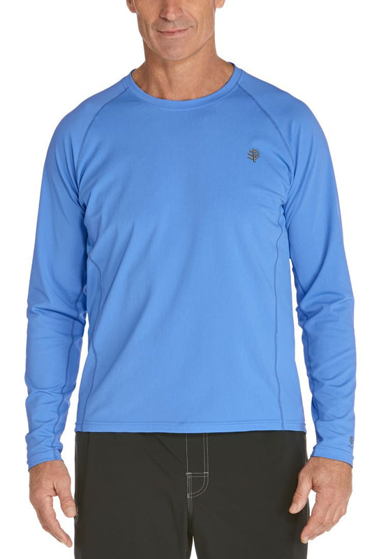 Coolibar Men's Hightide Long Sleeve Swim Shirt UPF 50+ -  Surf Blue