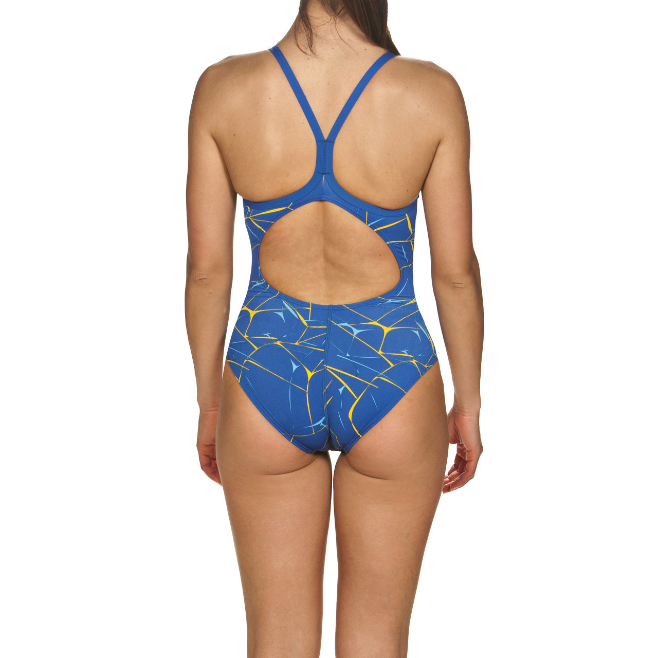 Arena Girl's Water Light Drop Back One Piece Swimsuit - Royal/Yellow