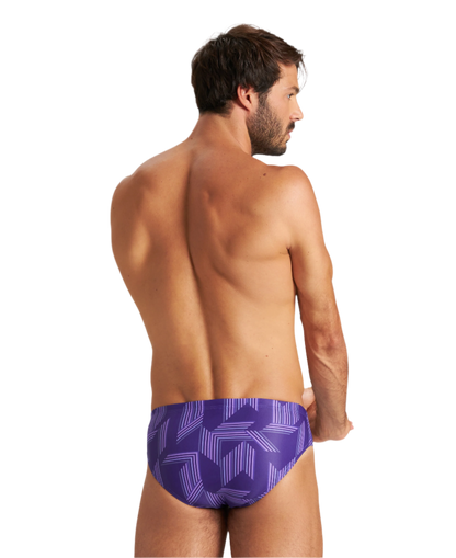 Arena Men's Puzzled Brief Swimsuit - Black/Purple - FINAL SALE
