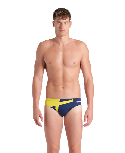 Arena Men's Diamond Brief Swimsuit - Navy/Yellow