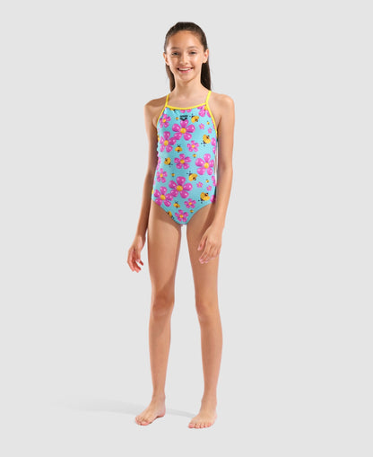 Arena Girl's Light Drop Back One Piece Swimsuit - Spring Water Multi