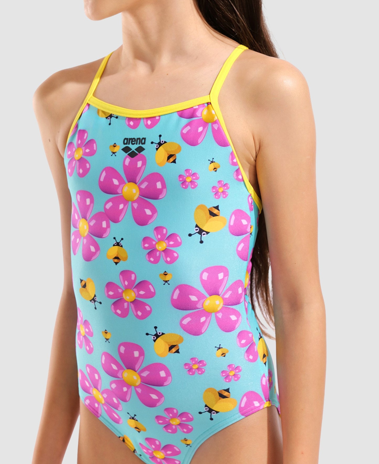 Arena Girl's Light Drop Back One Piece Swimsuit - Spring Water Multi