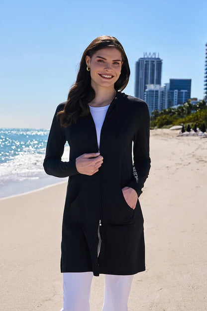 Coolibar Cabana Hoodie Coverup UPF 50+ - Black