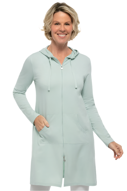 Coolibar Cabana Hoodie Coverup UPF 50+ - Misty Aqua - FINAL SALE