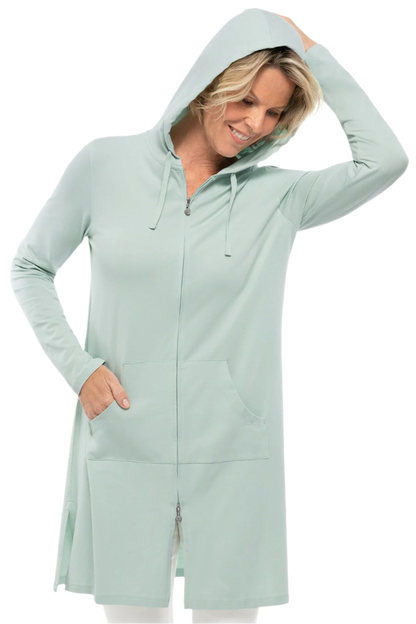 Coolibar Cabana Hoodie Coverup UPF 50+ - Misty Aqua - FINAL SALE