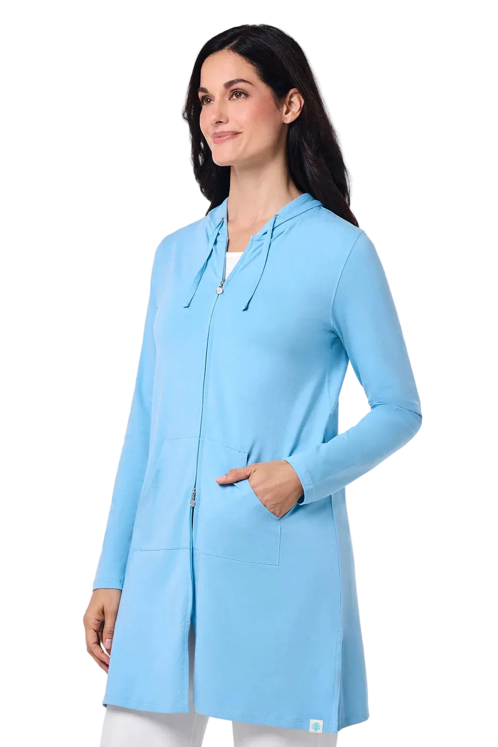 Coolibar Cabana Hoodie Coverup UPF 50+ - Arctic Blue