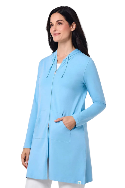Coolibar Cabana Hoodie Coverup UPF 50+ - Arctic Blue
