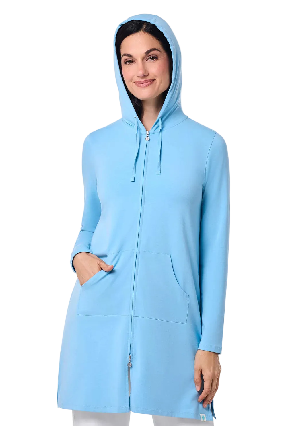Coolibar Cabana Hoodie Coverup UPF 50+ - Arctic Blue