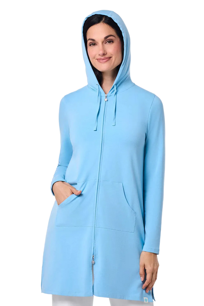 Coolibar Cabana Hoodie Coverup UPF 50+ - Arctic Blue