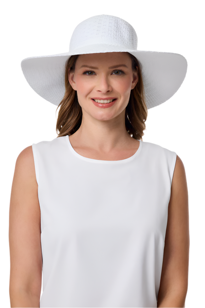 Coolibar Perla Packable Wide Brim Hat UPF 50+ -  White