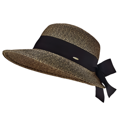Coolibar Clara Asymmetrical Sun Hat UPF 50+ - Coffee Multi