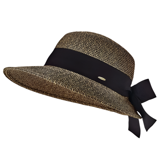 Coolibar Clara Asymmetrical Sun Hat UPF 50+ - Coffee Multi