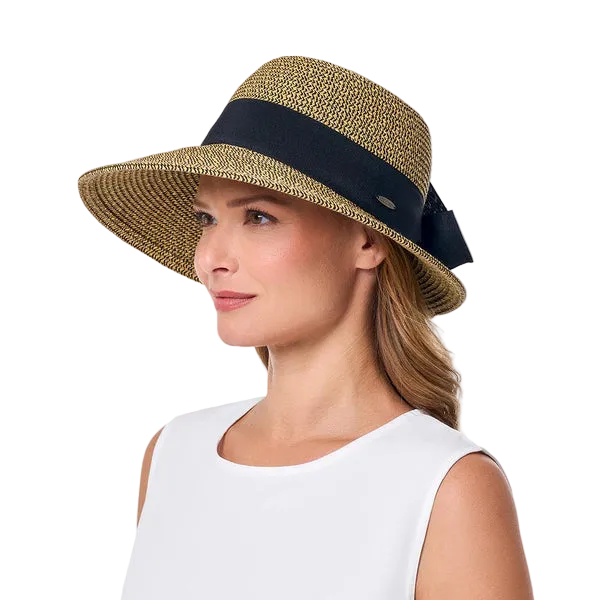 Coolibar Clara Asymmetrical Sun Hat UPF 50+ - Coffee Multi