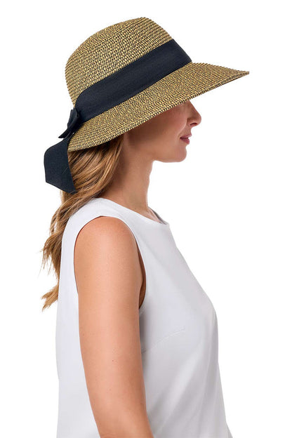 Coolibar Clara Asymmetrical Sun Hat UPF 50+ - Coffee Multi
