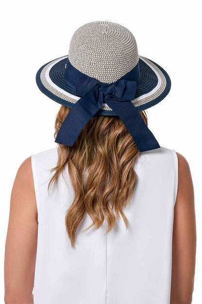 Coolibar Clara Asymmetrical Sun Hat UPF 50+ - Navy/White