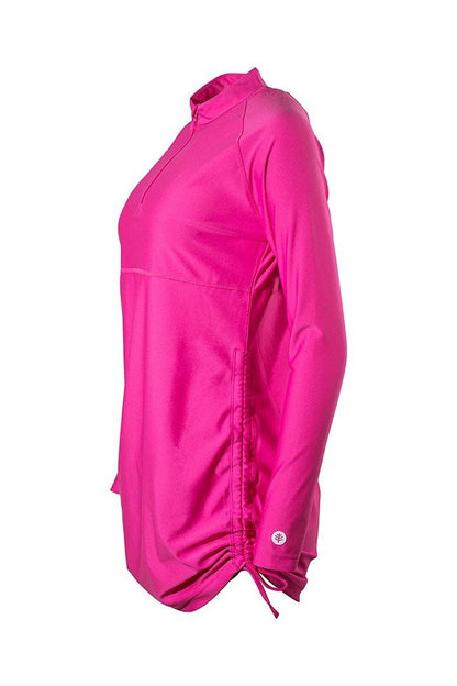 Coolibar Lawai Ruche Swim Shirt UPF 50+ -  Magnolia Pink - FINAL SALE